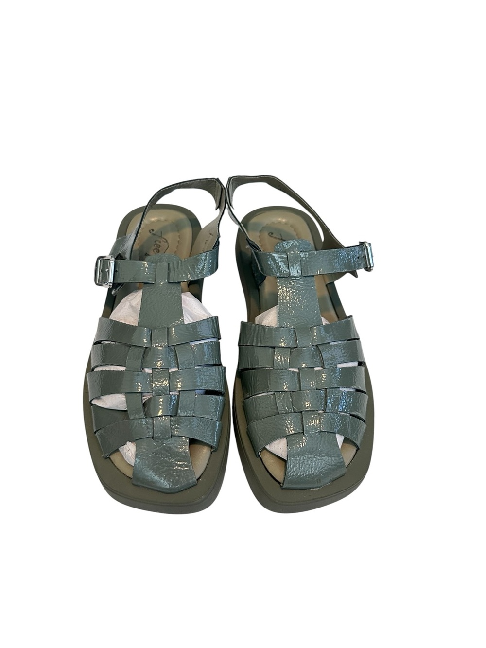 Free People Finn Fisherman Platform Sandals in Sea Serpent Green Sz 40 - Picture 5 of 9